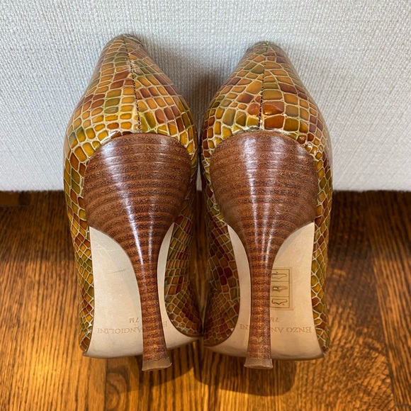 Nine West Embossed Leather Peep-Toe Pumps - Picture 4 of 6